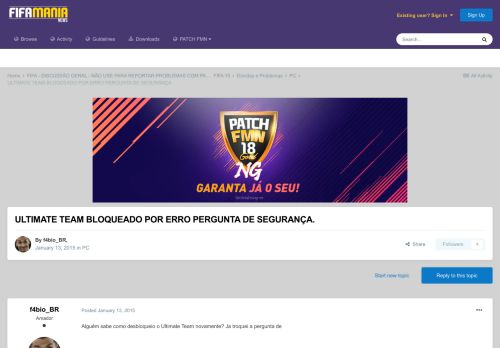 
                            13. ULTIMATE TEAM BLOQUEADO POR ERRO PERGUNTA DE SEGURANÇA. - PC ...