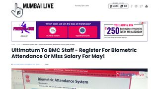 
                            6. Ultimatum to BMC staff - register for biometric attendance or miss ...