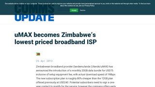 
                            9. uMAX becomes Zimbabwe's lowest priced broadband ISP