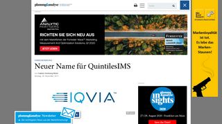 
                            9. Umbenennung: Neuer Name für QuintilesIMS - Horizont