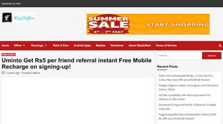 
                            7. Uminto Get Rs5 per friend referral instant Free Mobile Recharge on ...