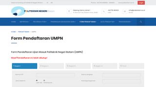 
                            7. UMPN - Registrasi Online Politeknik Negeri Batam