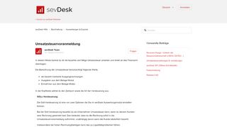 
                            8. Umsatzsteuervoranmeldung – sevDesk Hilfe