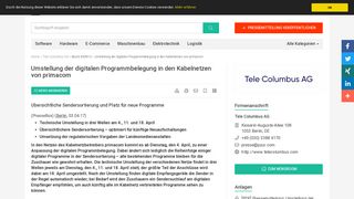 
                            6. Umstellung der digitalen Programmbelegung in den Kabelnetzen von ...