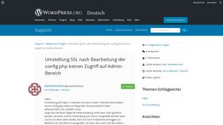 
                            7. Umstellung SSL nach Bearbeitung der config.php keinen ... - WordPress