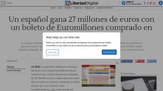 
                            12. Un español gana 27 millones de euros con un boleto de Euromillones ...