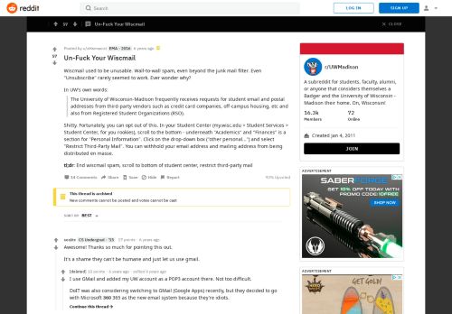 
                            13. Un-Fuck Your Wiscmail : UWMadison - Reddit