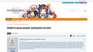 
                            8. Unable to access account, syncing does not work - Forums