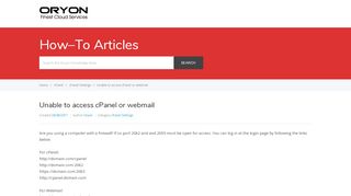 
                            4. Unable to access cPanel or webmail - Oryon Knowledge Base