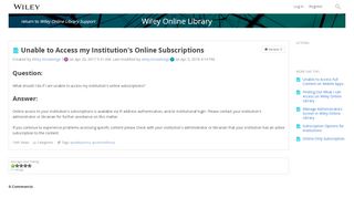 
                            4. Unable to Access my Institution's Online Subscriptions | Wiley