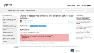
                            12. Unable to access Plesk: Internal error: Domain Service Web not exists ...