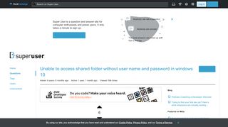 
                            1. Unable to access shared folder without user name and password in ...