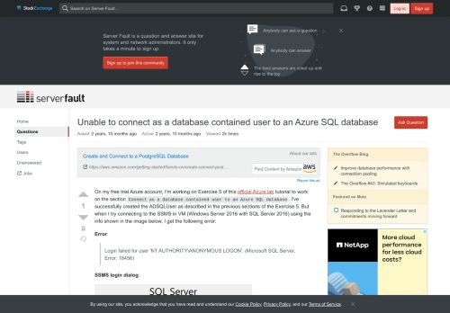 
                            9. Unable to connect as a database contained user to an Azure SQL ...