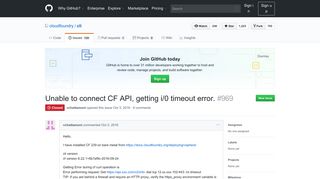 
                            4. Unable to connect CF API, getting i/0 timeout error. · Issue #969 ...
