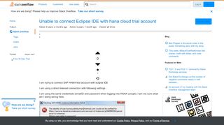 
                            5. Unable to connect Eclipse IDE with hana cloud trial account ...
