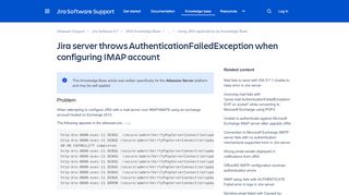 
                            8. Unable to connect JIRA to Exchange Server using IMAP due to ...