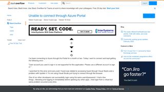 
                            11. Unable to connect through Azure Portal - Stack Overflow