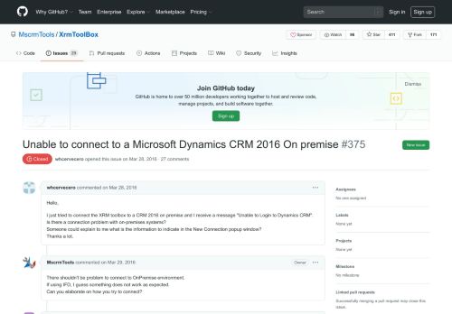 
                            1. Unable to connect to a Microsoft Dynamics CRM 2016 On premise ...