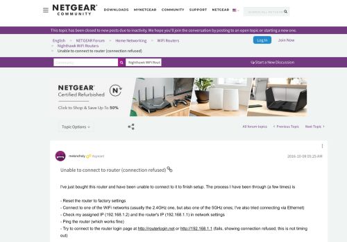 
                            5. Unable to connect to router (connection refused) - NETGEAR Communities