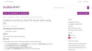 
                            6. Unable to connect to Titan FTP server when using SSL