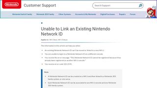 
                            5. Unable to Link an Existing Nintendo Network ID | Nintendo Support