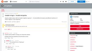 
                            3. Unable to log in - Invalid reCaptcha : Cryptopia - Reddit