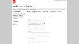 
                            6. Unable to Log in to Adobe Forum | Adobe Customer Care Team