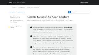 
                            9. Unable to log in to Axon Capture – Axon Help Center