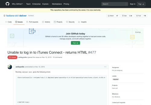
                            10. Unable to log in to iTunes Connect - returns HTML · Issue #477 ...
