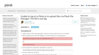 
                            10. Unable to log in to Plesk or to upload files via Plesk File Manager: The ...