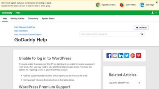 
                            5. Unable to log in to WordPress | GoDaddy Help AU