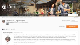 
                            13. Unable To Log In World - Second Life Server - SecondLife Community