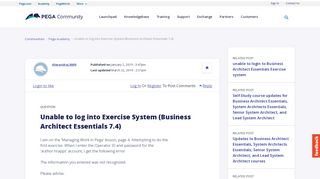 
                            11. Unable to log into Exercise System (Business ... - Pega Community