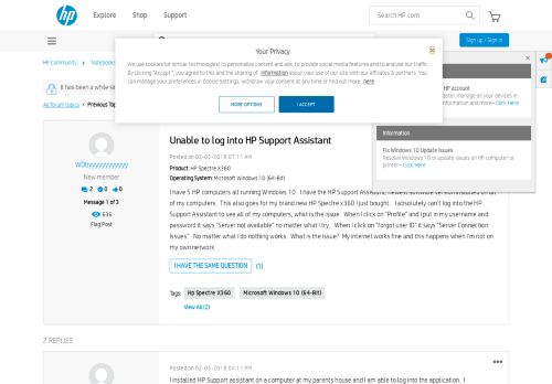 
                            10. Unable to log into HP Support Assistant - HP Support Community ...