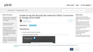 
                            13. Unable to log into RoundCube webmail in Plesk: Connection to ...