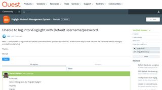 
                            1. Unable to log into vFogLight with Default username ...