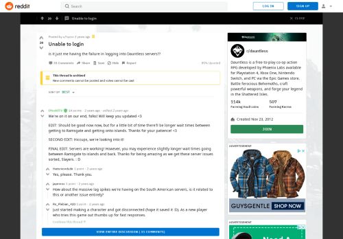 
                            1. Unable to login : dauntless - Reddit