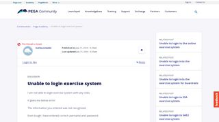 
                            7. Unable to login exercise system | Pega Community