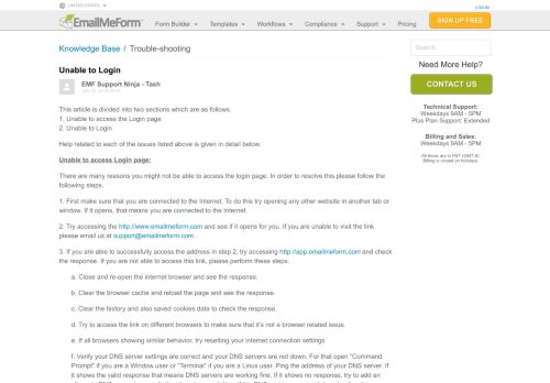 
                            3. Unable to Login – Help and Support Knowledge Base - EmailMeForm