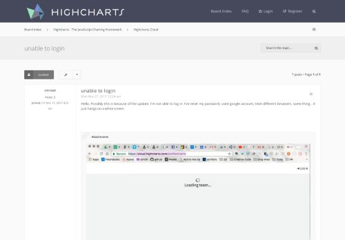 
                            2. unable to login - Highcharts official support forum