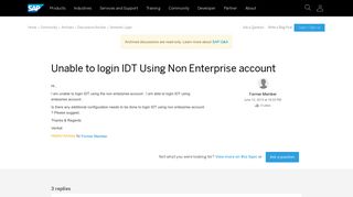 
                            3. Unable to login IDT Using Non Enterprise account - archive SAP