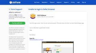 
                            9. Unable to login in Safari browser - JotForm