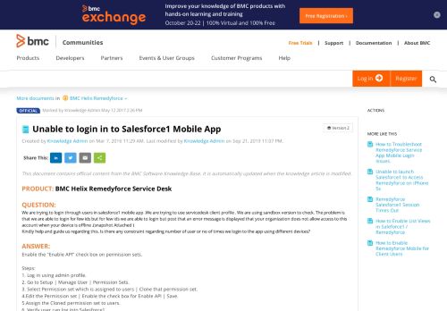 
                            9. Unable to login in to Salesforce1 Mobile App | BMC Communities