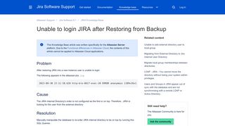 
                            1. Unable to login JIRA after Restoring from Backup - Atlassian ...