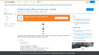 
                            10. Unable to login offline: no such user - Spotify - Stack Overflow