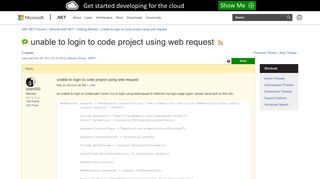 
                            9. unable to login to code project using web request | The ASP.NET Forums