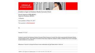 
                            5. Unable to login to Essbase Studio Console Client - Oracle