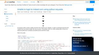 
                            7. Unable to login to indeed.com using python requests - Stack Overflow