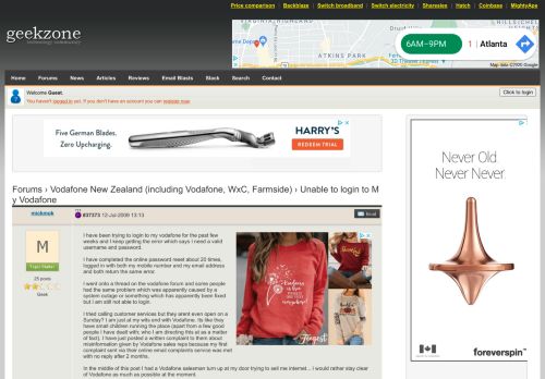 
                            6. Unable to login to My Vodafone - Geekzone