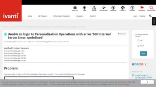 
                            3. Unable to login to Personalization Operations w... | Ivanti User ...
